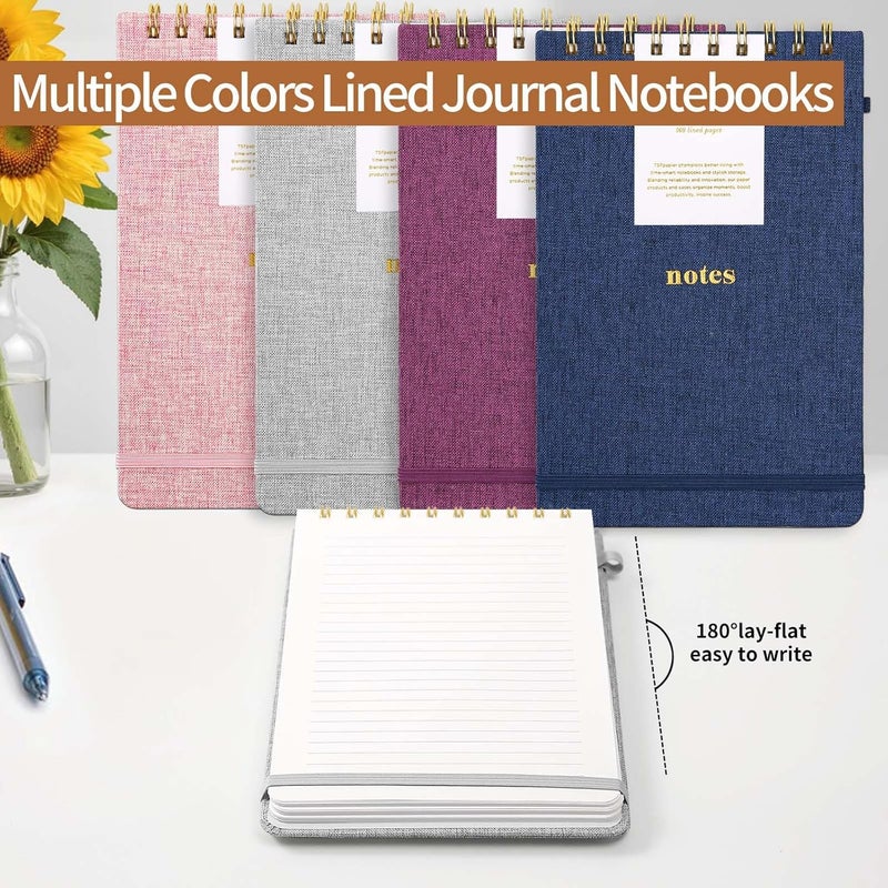 TSFPapier A5 Top Spiral Notebook – Hardcover Journal 160 Pages 100 GSM Thick Paper With Elastic Band & Pen Holder Steno Pads College Ruled Writing Notebooks for Work School Travel Gray - Image 5